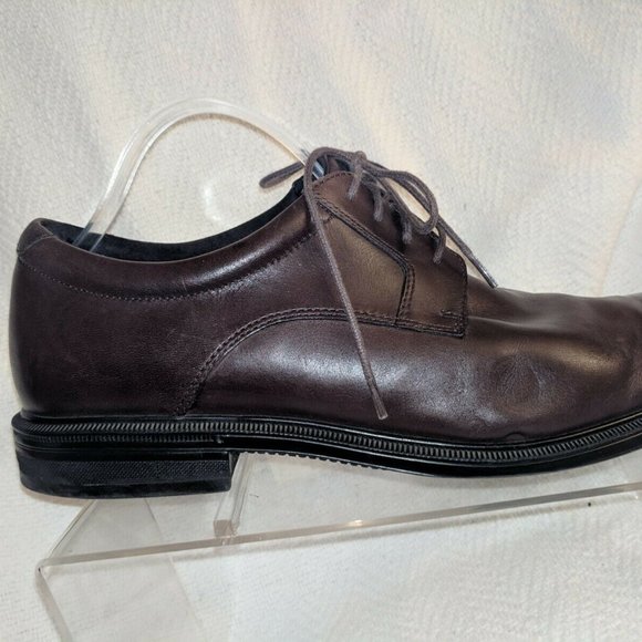 Rockport Brown Leather Adiprene Oxford Derby Shoe Men 10M Dress Casual Plain Toe